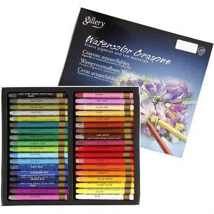 Gallery Watercolour, assorted colours, L: 9.3 cm, 36 pcs / 1 pack.