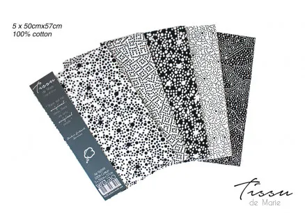 Tissu de Marie Fat Quarter Onyx 50x57cm - 5 pcs
