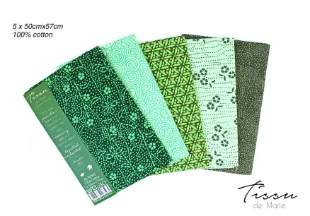 Tissu de Marie Fat Quarter Emerald 50x57cm - 5 pcs