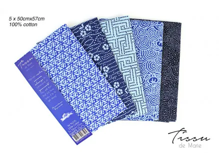 Tissu de Marie Fat Quarter Sapphire 50x57cm - 5 pcs