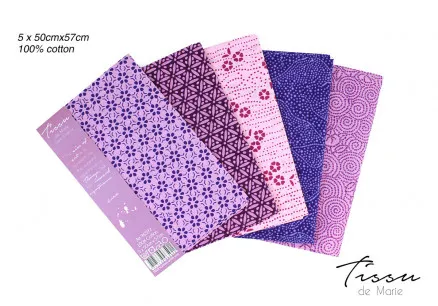 Tissu de Marie Fat Quarter Amethyst 50x57cm - 5 pcs