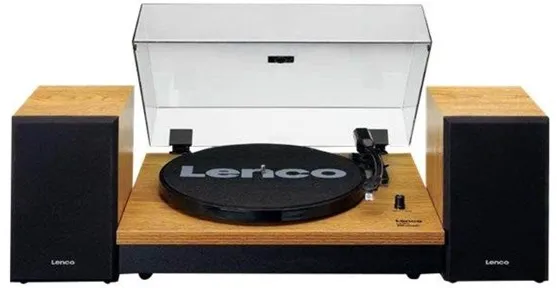 Lenco LS-300WD - Record Player with Bluetooth® and two separate speakers - Wood - Turntable Brown