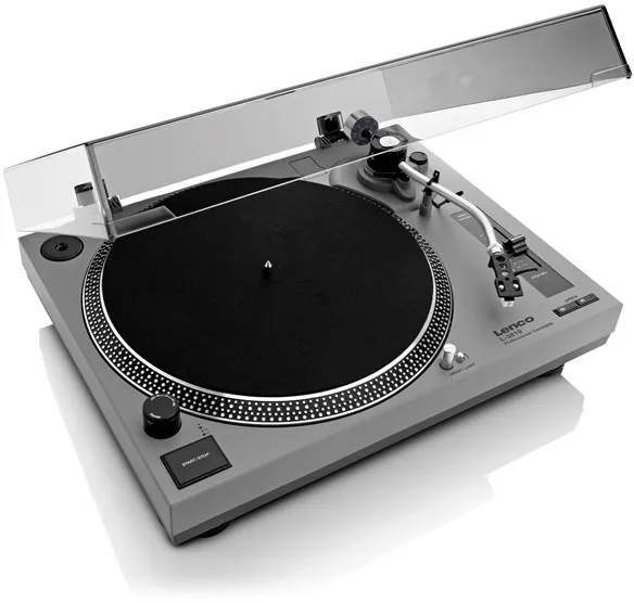 Lenco L-3810GY - Direct-drive Record Player with USB/PC encoding - Grey - Turntable Grey