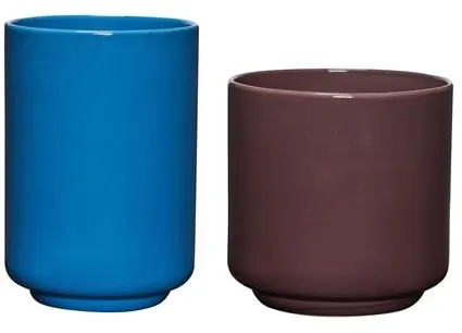 Hübsch Deux Pot Set of 2 Reddish Brown/Blue