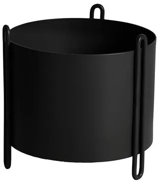 Woud Pidestall Plant Pot Small Black