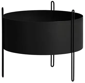 Woud Pidestall Plant Pot Medium Black