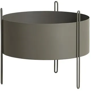 Woud Pidestall Plant Pot Medium Taupe