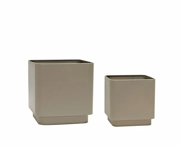 Hübsch Cube Pot Set of 2 Brown