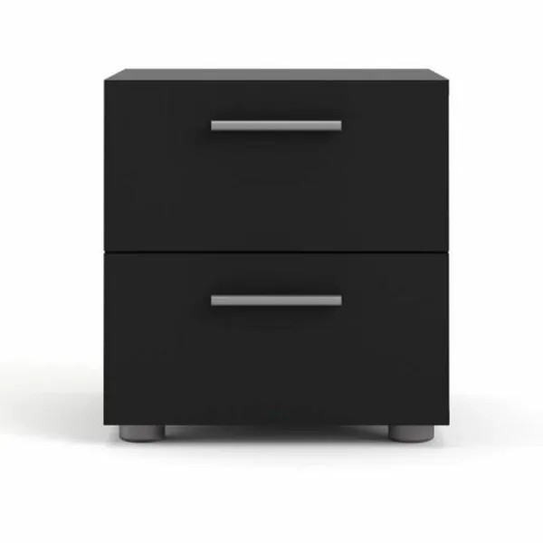 TVILUM Pepe bedside table, with 2 drawers - black foil and plastic (40x40.25)